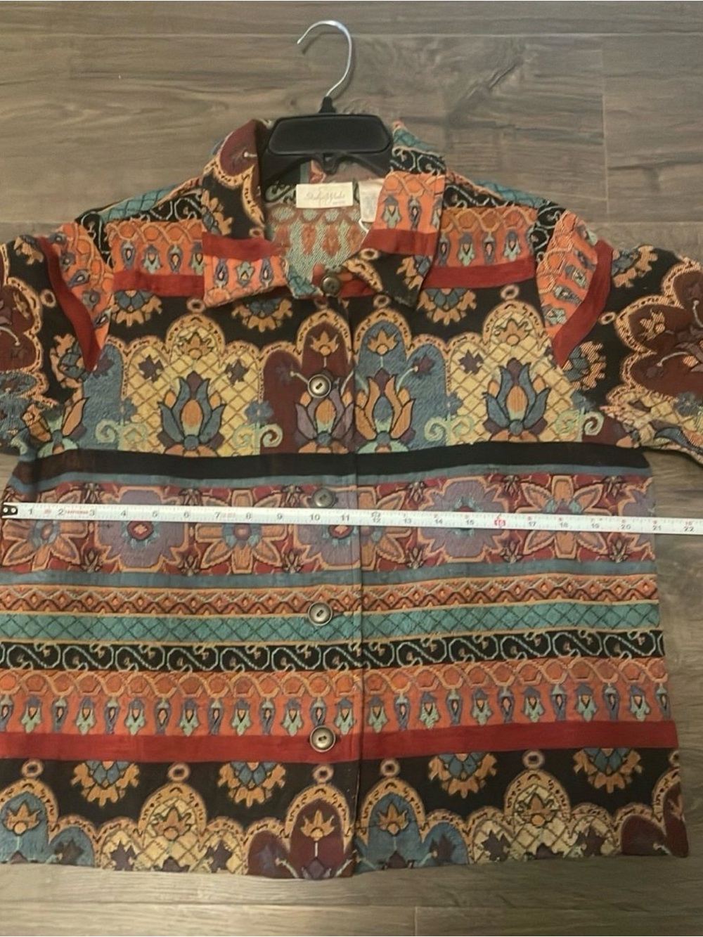 Studio Works Multi Color Floral Print Jacket w/ Buttons, Size Petite Large - Picture 4 of 4